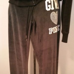 Pink Victorias Secret Black Love Pink velour pants